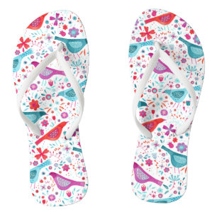 Bird Floral Water Flip Flops