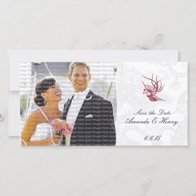 Bird & Floral Wedding speichern Sie die Datums-Fot Save The Date (Vorderseite)