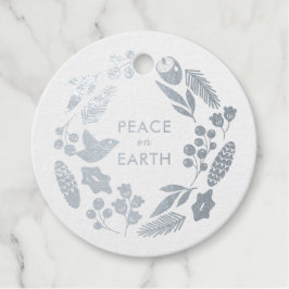 Bird & Floral Winter Wreath Silberner Fohlen Weihn Geschenkanhänger