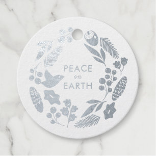 Bird & Floral Winter Wreath Silberner Fohlen Weihn Geschenkanhänger