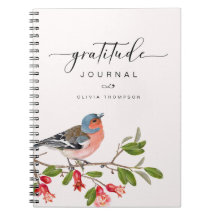 Bird Foliage Gratitude Journal Personalisiert Pink