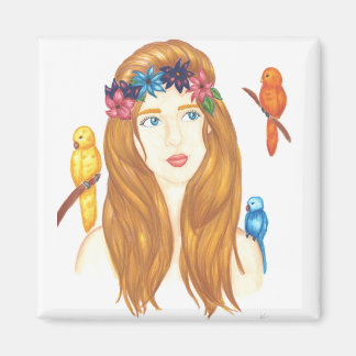 Bird Girl - 2 Zoll Square Magnet