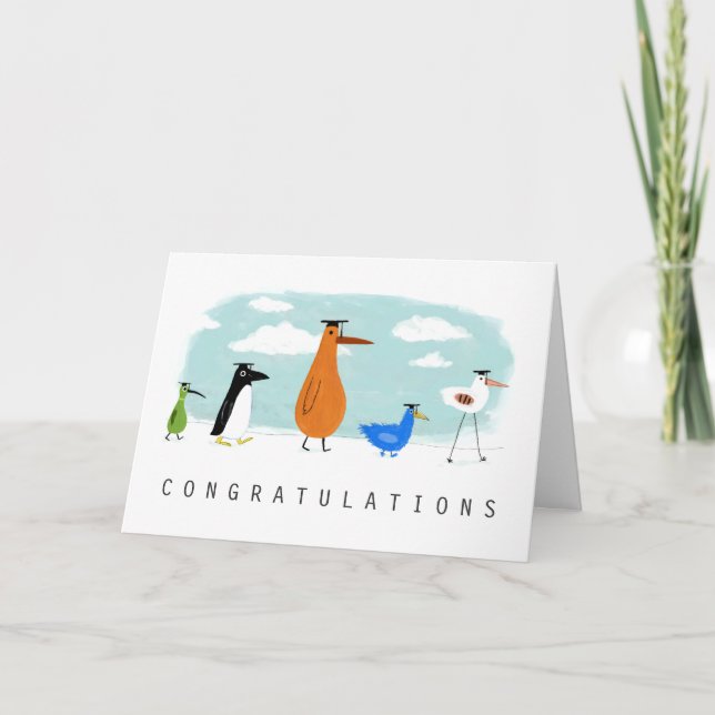 Bird Grads Herzlichen Glückwunsch Abschluss Glückw Karte (Vorderseite)