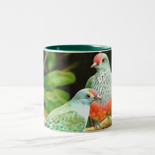 Bird green_iphone zweifarbige tasse (Mittel)