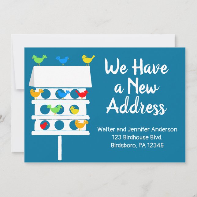 Bird Hotel Condominium Birdhouse Neue Adresse Einladung (Vorderseite)