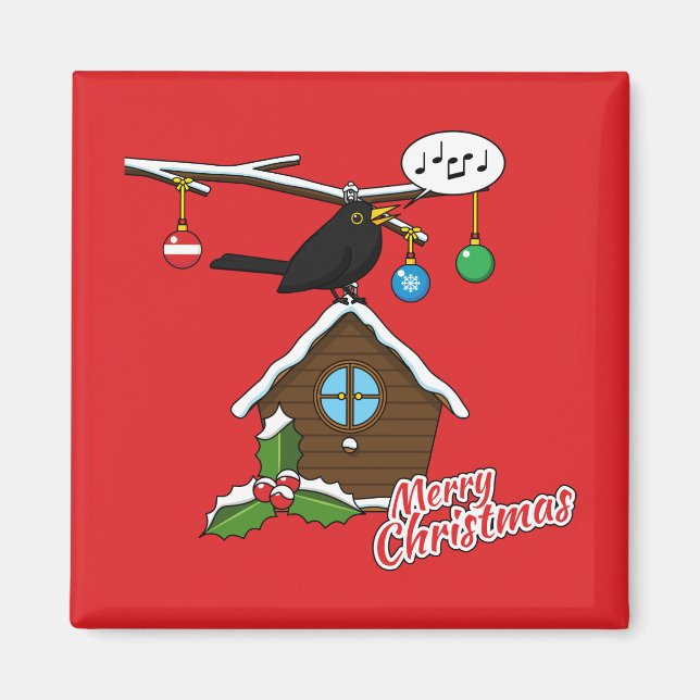 Bird House Frohe Weihnachten Magnet (Vorne)