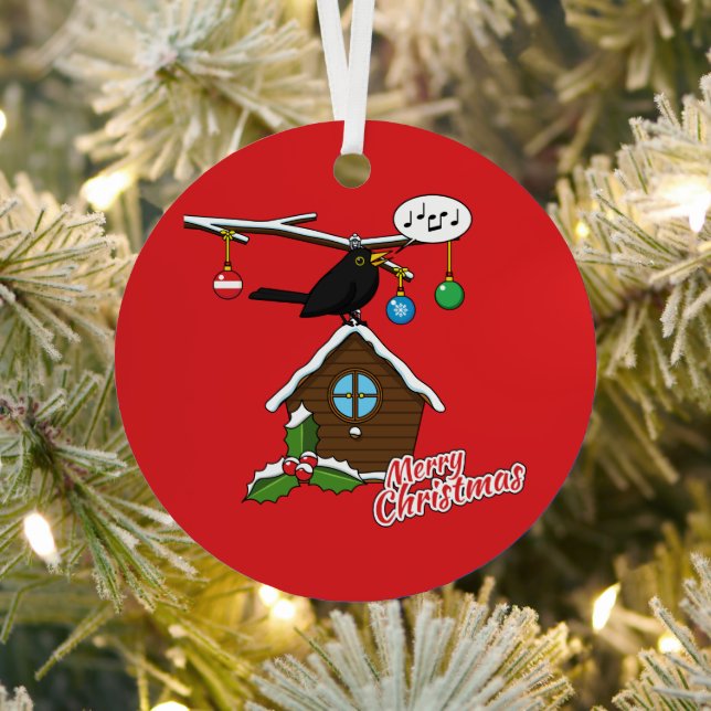 Bird House Frohe Weihnachten Ornament Aus Metall (InSitu)