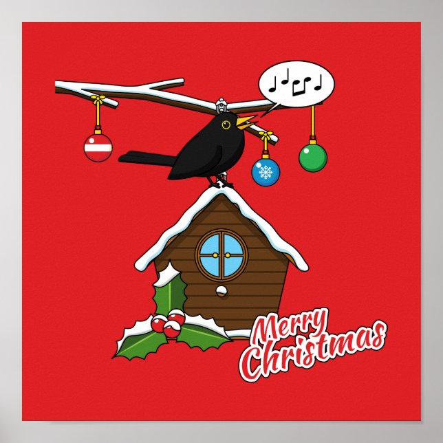Bird House Frohe Weihnachten Poster (Vorne)