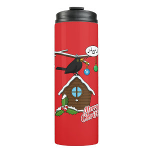 Bird House Frohe Weihnachten Thermosbecher