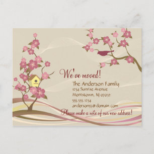 Bird House Moving Faire-part Carte postale Gris