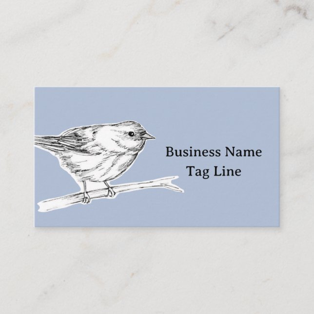 Bird Ink Drawing Blue Gray Nature Wildlife Visitenkarte (Vorderseite)
