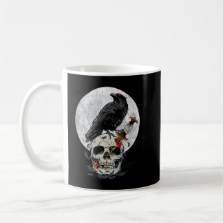 Bird Lover Vintag Crow Skull Moon Raven Gothic Kaffeetasse