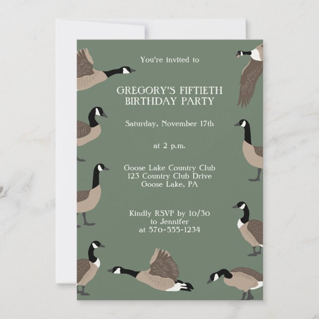 Bird Lovers Canada Gänse Birthday Party Einladung (Vorderseite)