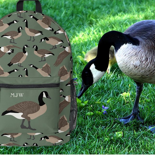Bird Lovers Canada Génées Muster Sage Green Bedruckter Rucksack (Von Creator hochgeladen)