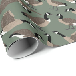 Bird Lovers Canada Génées Muster Sage Green Geschenkpapier