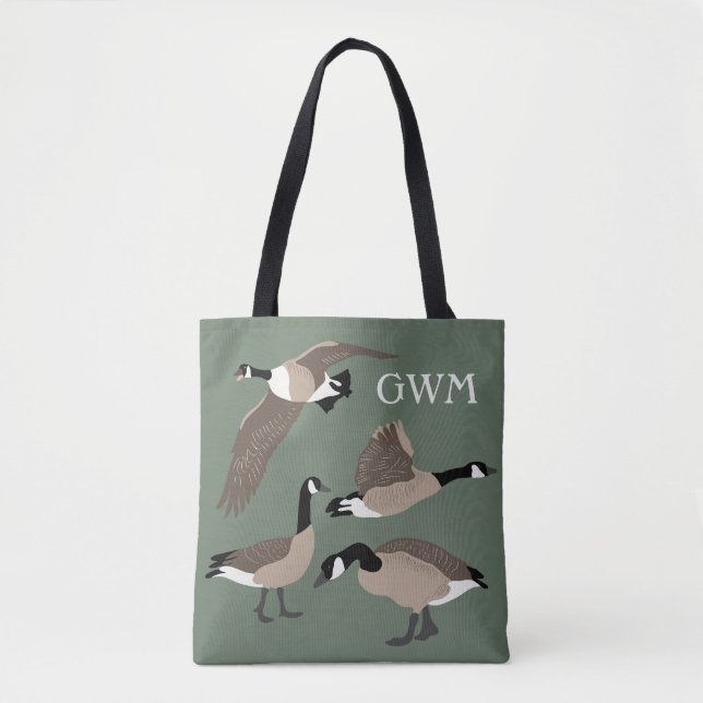 Bird Lovers Canada Gese Illustration Mit Monogramm Tasche (Vorderseite)