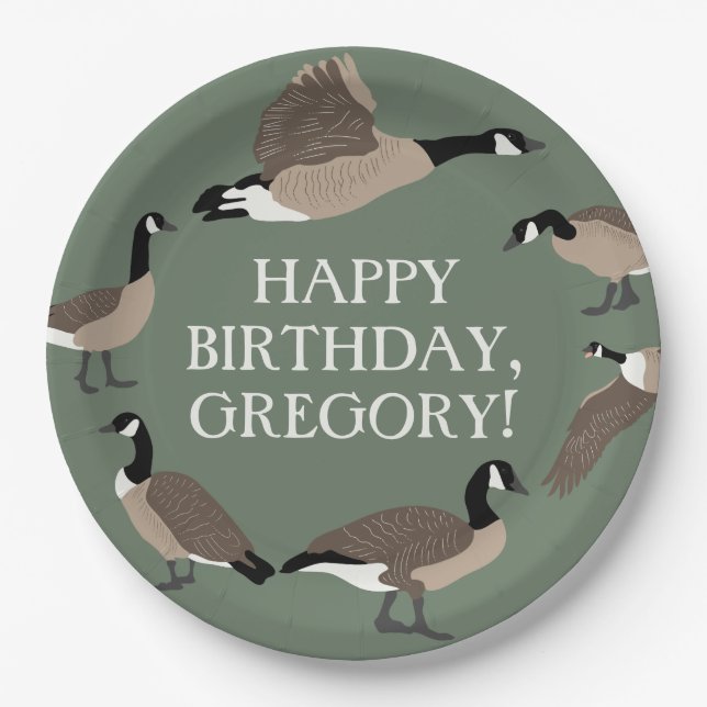 Bird Lovers Canada Gese Illustration Personalisier Pappteller (Vorderseite)