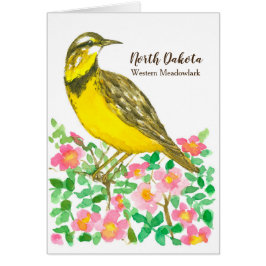 Bird Meadowlark Wilde Rose Wasserfarbe Leere