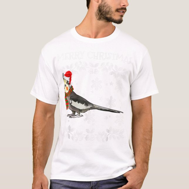 Bird Merry Christmas Ornament Cockatiel T-Shirt (Vorderseite)