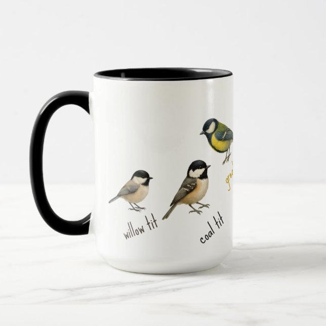 Bird Mug – Garden Birds Watercolour Coffee Cup (Gauche)