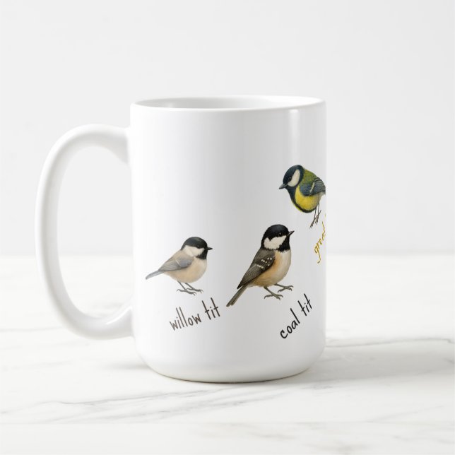 Bird Mug – Garden Birds Watercolour Coffee Cup (Gauche)