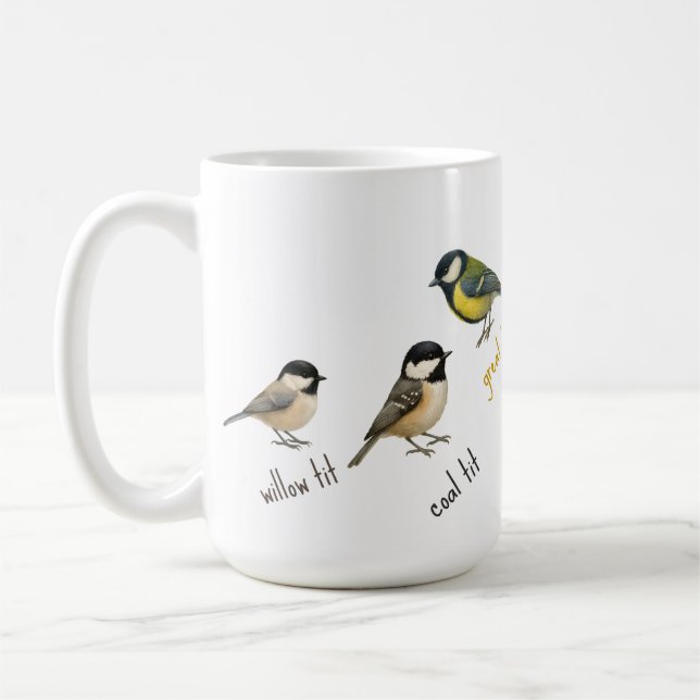 Bird Mug – Garden Birds Watercolour Coffee Cup (Gauche)