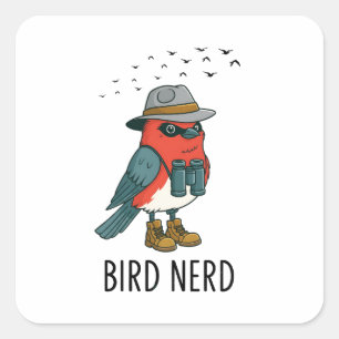 Bird Nerd Funny Bird Vogelbeobachtung Bird Lover b Quadratischer Aufkleber
