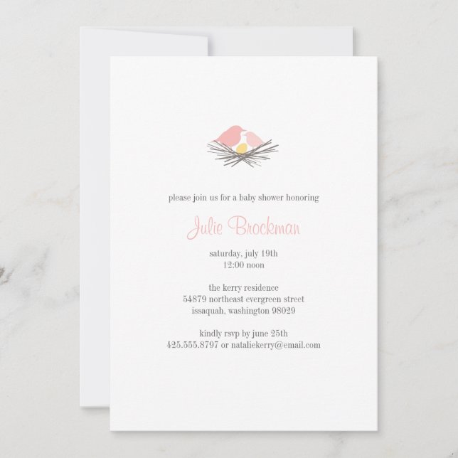 Bird Nest Baby Shower Einladung (Vorderseite)