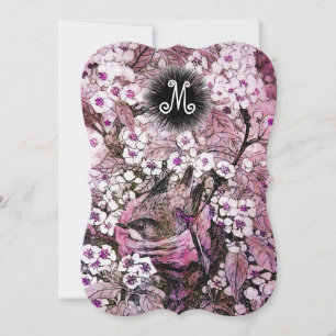 BIRD NEST, BAUWEISSER PINK SPRING BLUMEN MONOGRAM ANKÜNDIGUNG