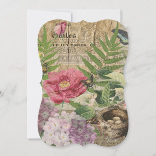 Bird Nest Floral Garden Blume Butterfly Art