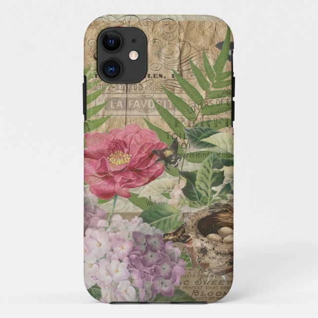 Bird Nest Floral Garden Blume Butterfly Art Case-Mate iPhone Hülle (Rückseite)