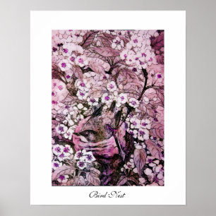 BIRD NEST, weißer rosa Veilchen Poster