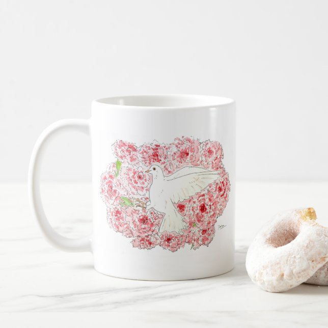 bird of hope_pigeon コーヒーマグカップ kaffeetasse (Mit Donut)