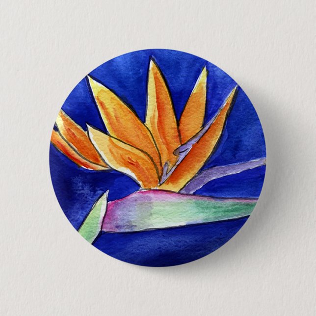 Bird of Paradise Blume Art Button oder Button (Vorderseite)