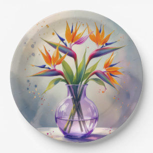 Bird of Paradise Blume Bouquet im Wasser Pappteller