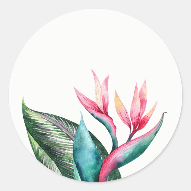 Bird of Paradise Gastgeschenk Hochzeit Stickers (Vorderseite)