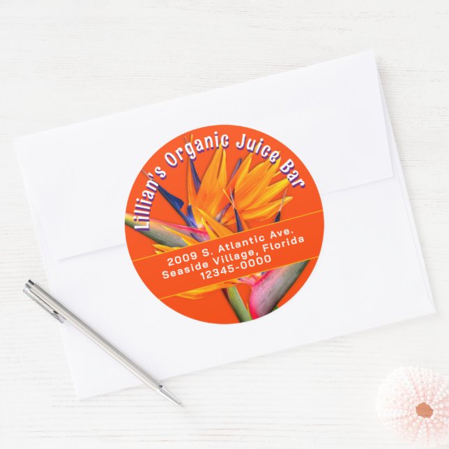 Bird of Paradise Rücksendeadresse Round Stickers (Umschlag)