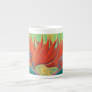 Bird of Paradise Tropical Blume Kunst, Dichtung un Prozellantasse