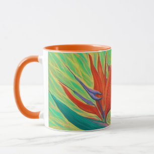 Bird of Paradise Tropical Blume Kunst, Dichtung un Tasse