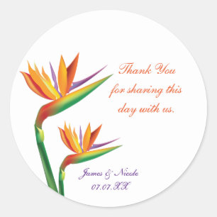Bird of Paradise Tropical Gastgeschenk Hochzeit St Runder Aufkleber
