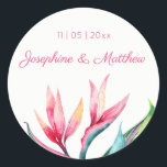 Bird of Paradise Tropical Wedding Stickers<br><div class="desc">Diese Hochzeitsaufkleber zeichnen sich durch tropische Aquarellvögel paradiesischer Blume aus. Sie können diese Aufkleber mit Ihren Namen und Ihrem Hochzeitstermin personalisieren. Klicken Sie auf die Schaltfläche "Anpassen", um weitere Optionen zu erhalten, wenn Sie die Textgröße ändern oder einen zusätzlichen Text hinzufügen möchten. Diese Aufkleber eignen sich ideal für die Verwendung...</div>