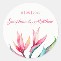 Bird of Paradise Tropical Wedding Stickers