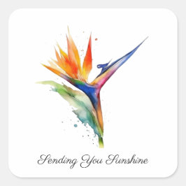 Bird of Paradise Watercolor, custom Quadratischer Aufkleber