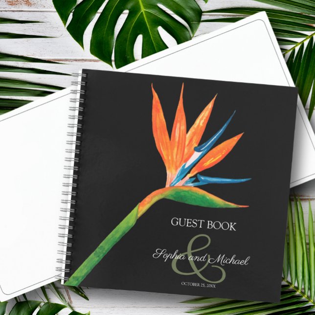 Bird of Paradise Wedding Gästebuch Notizbuch (Choose SOFT or HARD cover and inside pages, *Sketch style shown here.)