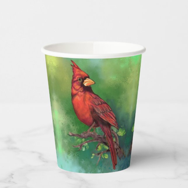 Bird Paper Cups von Northern Red Kardinal - Malere Pappbecher (Links)