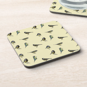 Bird Pattern Beige Muster Getränkeuntersetzer