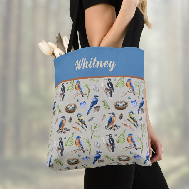 Bird Pattern Kingfisher, Blue Jay, Woodpecker Name Tasche (Von Creator hochgeladen)