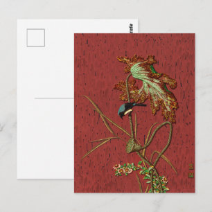 Bird & Pflanze Janpanese Ornamentik Postkarte
