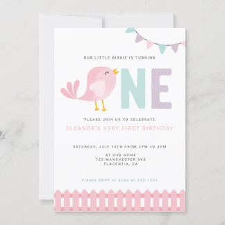 Bird Premier anniversaire fille Invitation Little