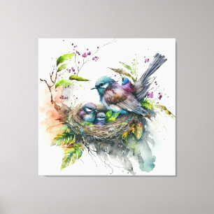 Bird Print Kinderzimmer Art - Stretchierte Canvas  Leinwanddruck